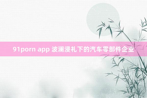 91porn app 波澜浸礼下的汽车零部件企业