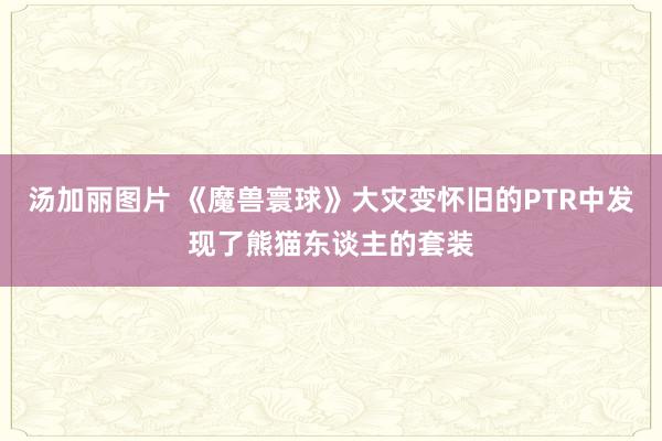 汤加丽图片 《魔兽寰球》大灾变怀旧的PTR中发现了熊猫东谈主的套装