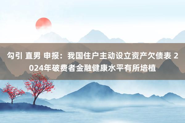 勾引 直男 申报：我国住户主动设立资产欠债表 2024年破费者金融健康水平有所培植