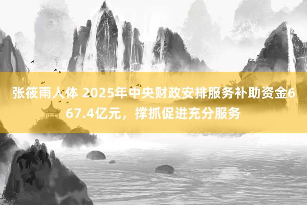 张筱雨人体 2025年中央财政安排服务补助资金667.4亿元，撑抓促进充分服务
