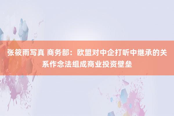张筱雨写真 商务部：欧盟对中企打听中继承的关系作念法组成商业投资壁垒