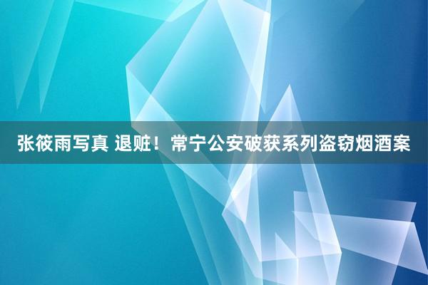 张筱雨写真 退赃！常宁公安破获系列盗窃烟酒案