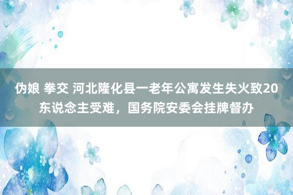 伪娘 拳交 河北隆化县一老年公寓发生失火致20东说念主受难，国务院安委会挂牌督办