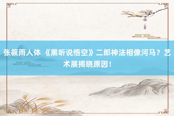 张筱雨人体 《黑听说悟空》二郎神法相像河马？艺术展揭晓原因！