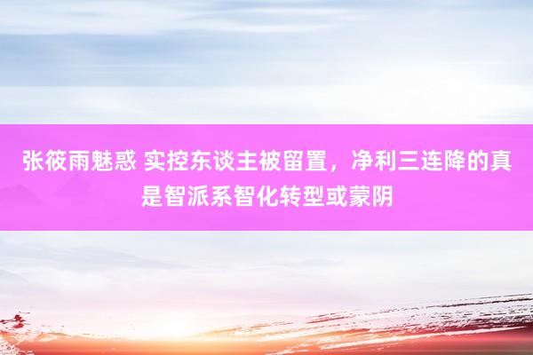 张筱雨魅惑 实控东谈主被留置，净利三连降的真是智派系智化转型或蒙阴