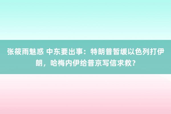 张筱雨魅惑 中东要出事：特朗普暂缓以色列打伊朗，哈梅内伊给普京写信求救？
