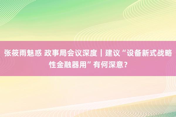 张筱雨魅惑 政事局会议深度｜建议“设备新式战略性金融器用”有何深意？